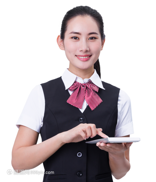 商務職業行政秘書與手持計算器的專業服務